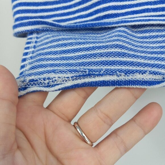 Chaser Striped Boxy Pullover In Vacation Stripe Blue Women's S Oversized Hi-Low - Picture 9 of 9